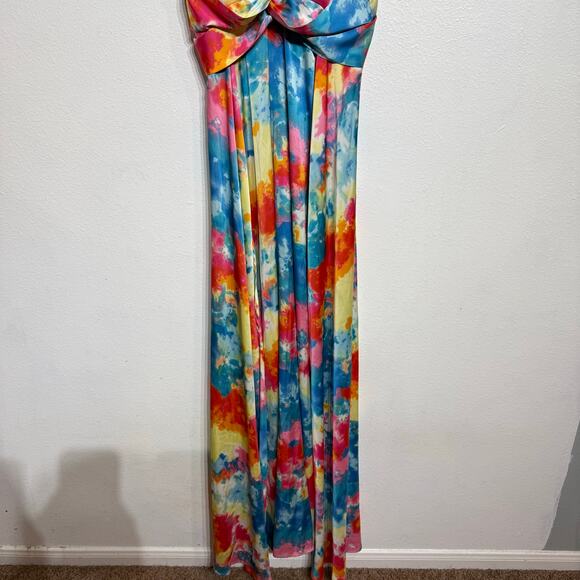Fashion Nova Multicolor Painting In Color Maxi Dress Sz M - Picture 4 of 13